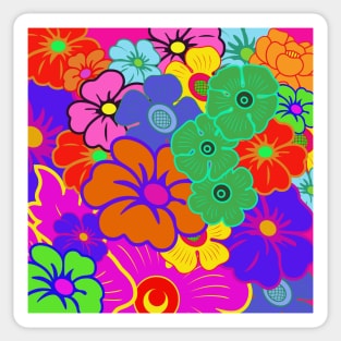 bright colorful retro flower pattern Sticker